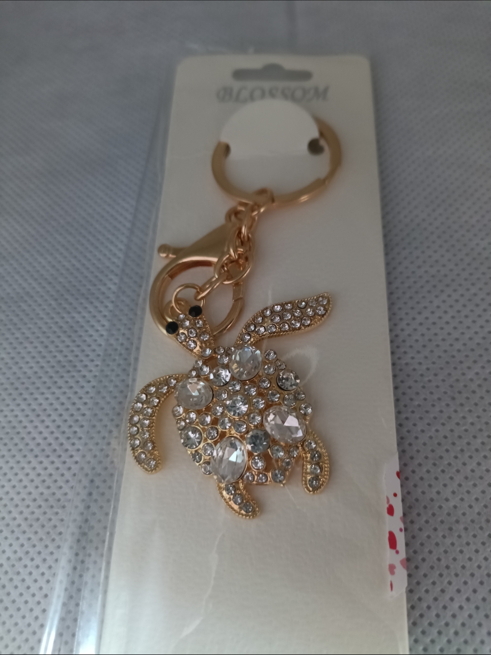 GOLD CRYSTAL TURTLE KEYCHAIN